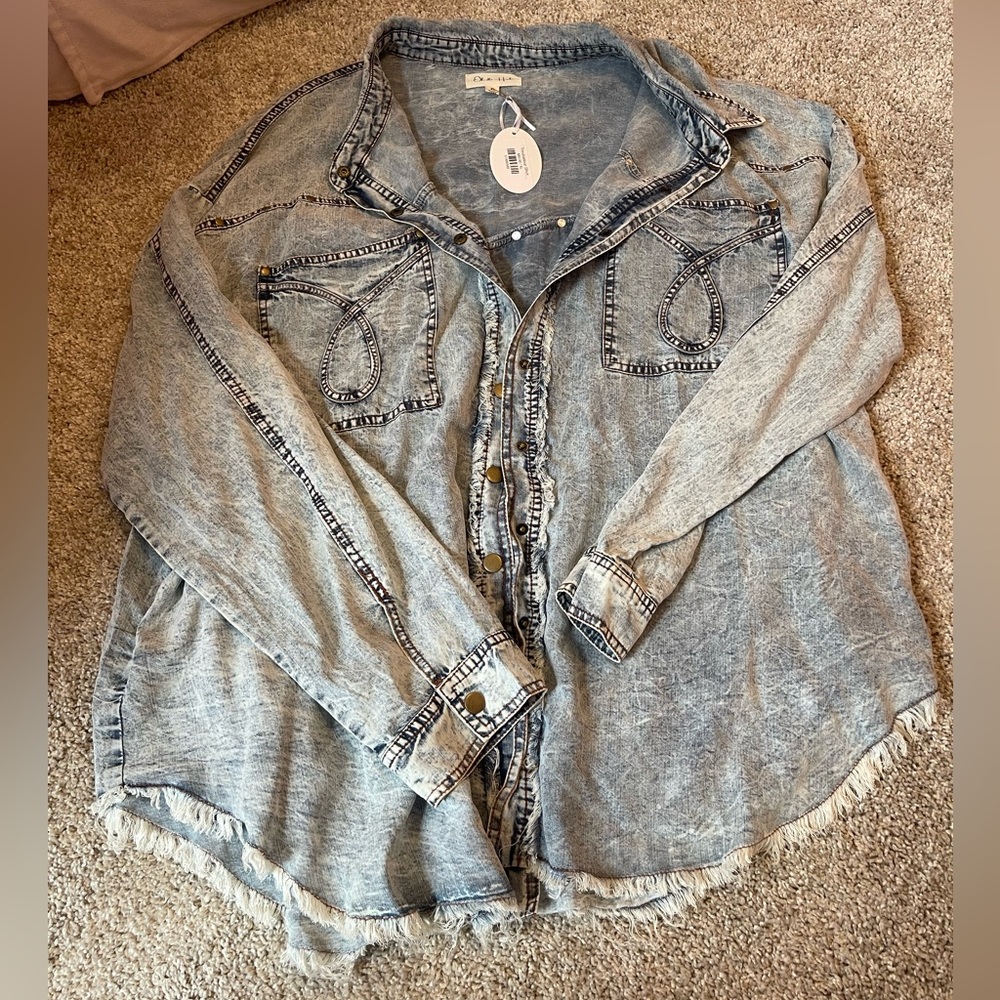Oli and Hali Denim oversized shacket.